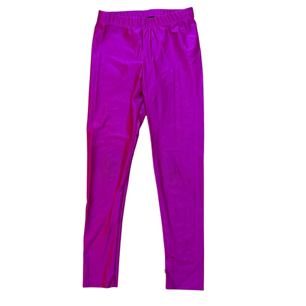 Pixielane girls Fuchsia pink high shine legging in size 7 in excellent condition